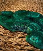 Slice raw malachite unique design hearts shape +FREE wood stand 295 grams natural