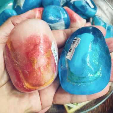 Natural Vegan Crystal Soap Blue and Pink Set