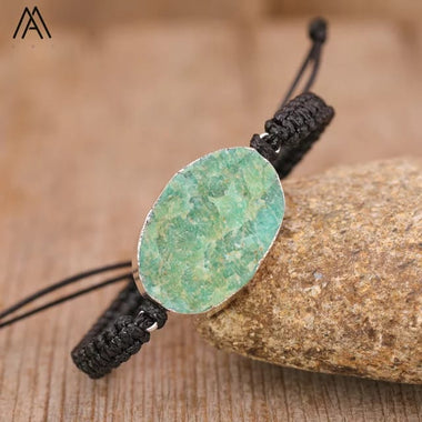 Amazonite macrame bracelet + FREE Tumbled Stone