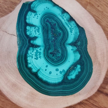 Malachite Slice raw unique design heart shape + FREE wood stand luxury gift