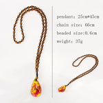 Yellow Brazilian Amber Plant Fossil Necklace Natural Stone Handmade Beaded Pendant Jewelry Gift