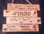 HAND-MADE WOOD BOARD  WITH CRYSTALS -AQUARIUS/ PISCES/ARIES/TAURUS/GEMINI/CANCER/LEO/VIRGO.LIBRA/SCORPIO/SAGITTARIUS/CAPRICORN