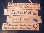 HAND-MADE WOOD BOARD  WITH CRYSTALS -AQUARIUS/ PISCES/ARIES/TAURUS/GEMINI/CANCER/LEO/VIRGO.LIBRA/SCORPIO/SAGITTARIUS/CAPRICORN