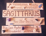HAND-MADE WOOD BOARD  WITH CRYSTALS -AQUARIUS/ PISCES/ARIES/TAURUS/GEMINI/CANCER/LEO/VIRGO.LIBRA/SCORPIO/SAGITTARIUS/CAPRICORN
