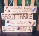 HAND-MADE WOOD BOARD  WITH CRYSTALS -AQUARIUS/ PISCES/ARIES/TAURUS/GEMINI/CANCER/LEO/VIRGO.LIBRA/SCORPIO/SAGITTARIUS/CAPRICORN