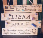 HAND-MADE WOOD BOARD  WITH CRYSTALS -AQUARIUS/ PISCES/ARIES/TAURUS/GEMINI/CANCER/LEO/VIRGO.LIBRA/SCORPIO/SAGITTARIUS/CAPRICORN