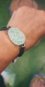 Amazonite macrame bracelet + FREE Tumbled Stone