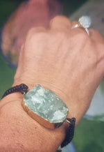 GREEN FLUORITE MACRAME BRACELET = FREE Tumbled Stone