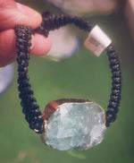 GREEN FLUORITE MACRAME BRACELET = FREE Tumbled Stone